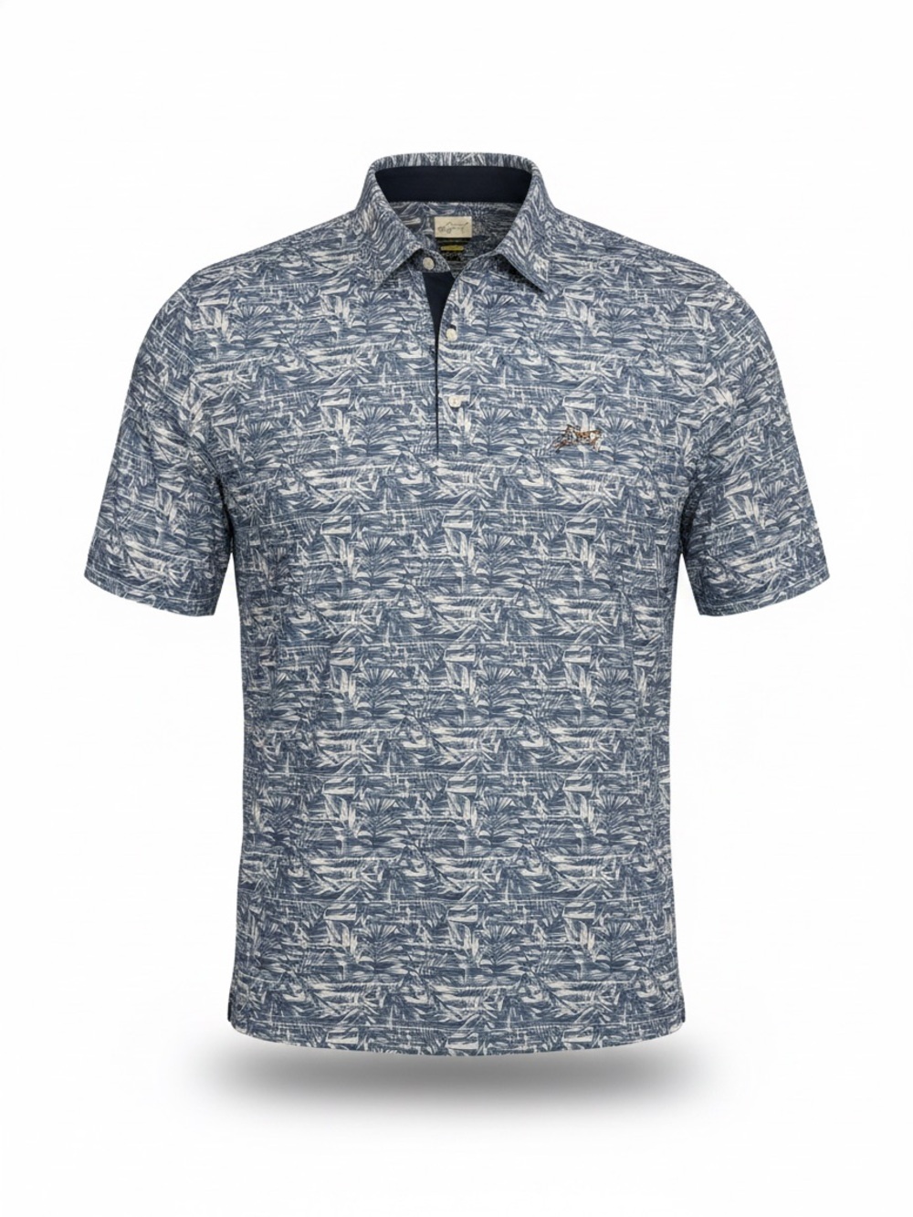 Greg Norman Play Dry Polo XXL Blue Tropical Palm Trees Golf Shirt